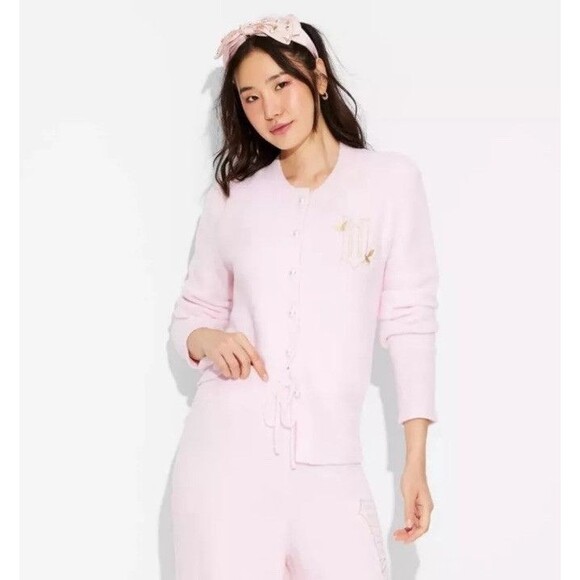 Target x Wicked Paul Tazewell Cardigan Women's Large Pink Pearls Buttons - Picture 1 of 12